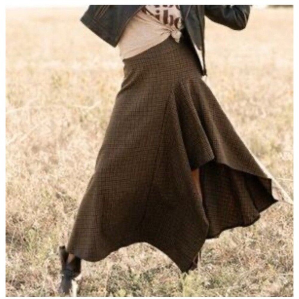 Joyfolie Tweed Plaid Brown Skirt